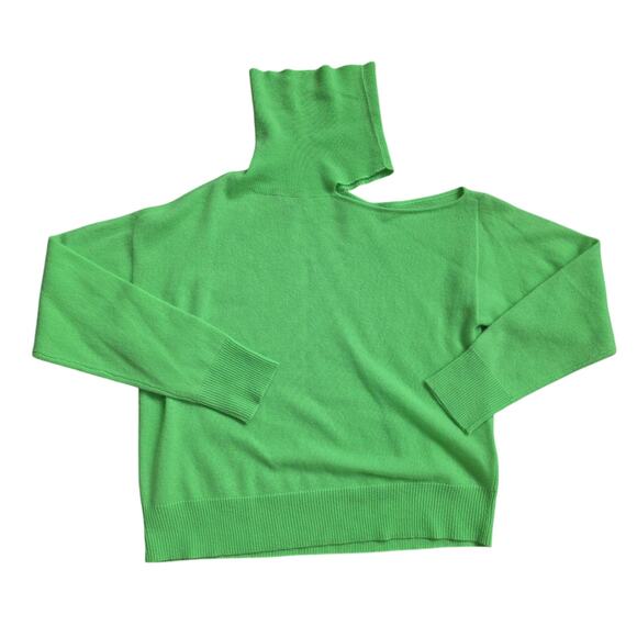 Charter Club Luxury Cashmere Neon Green Turtleneck Sweater sz Large Basic Winter - Picture 1 of 5
